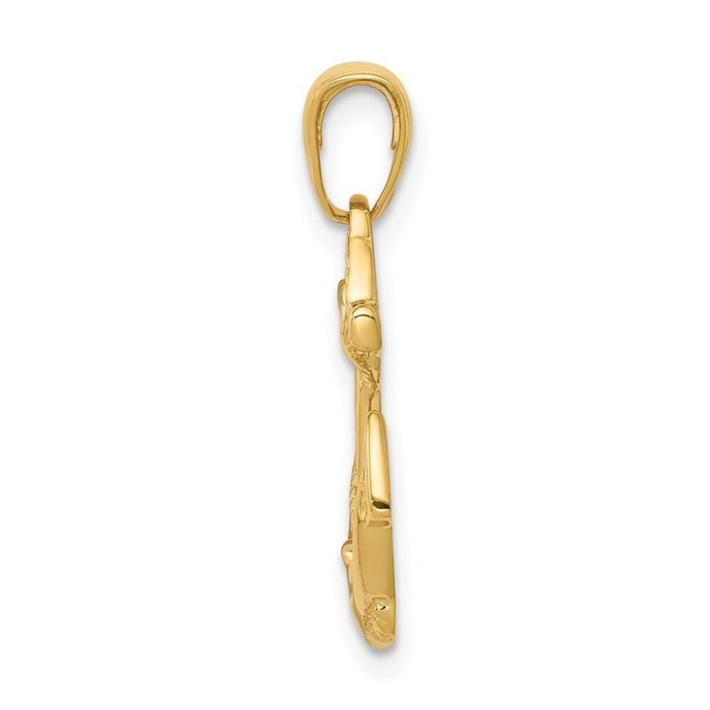 14k Yellow Gold Solid Polished Anchor Pendant - image 2